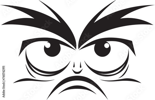 Wrathful Expression Emblematic Representation of Angry Eye Mask Enraged Gaze Vector Logo Design of Cartoon Angry Eye Mask