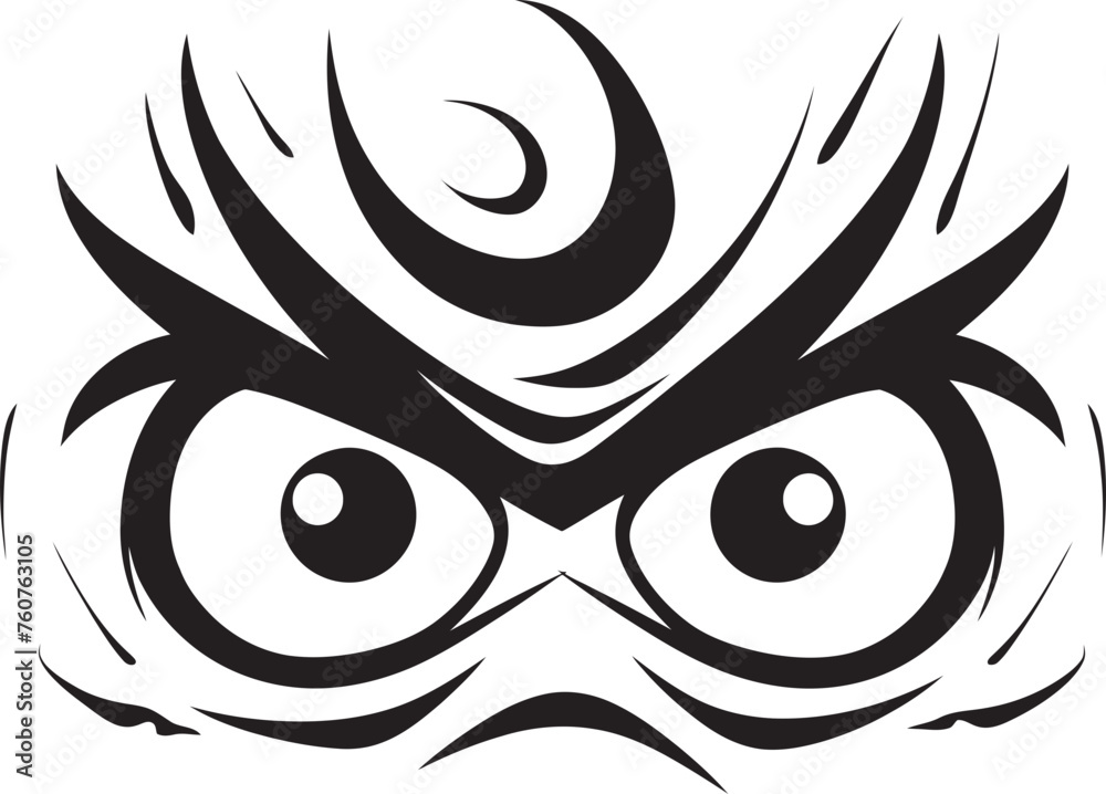 Fuming Focus Cartoon Angry Eye Mask Vector Logo with Intense Expression Vexing Vision Vector Representation of Angry Eye Mask with Cartoon Flair
