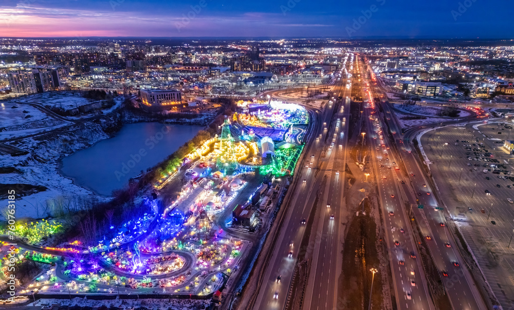 Aerial view of Laval, Quebec in winter