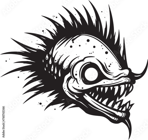 Abyssal Abomination Evil Angler Fish Vector Design Element Vile Vortex Angular Creature Fish Emblem with Fiendish Touch photo