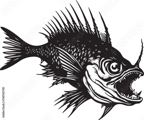 Malevolent Monstrosity Sinister Angular Fish Vector Symbol Abyssal Aberration Evil Angular Creature Fish Emblem