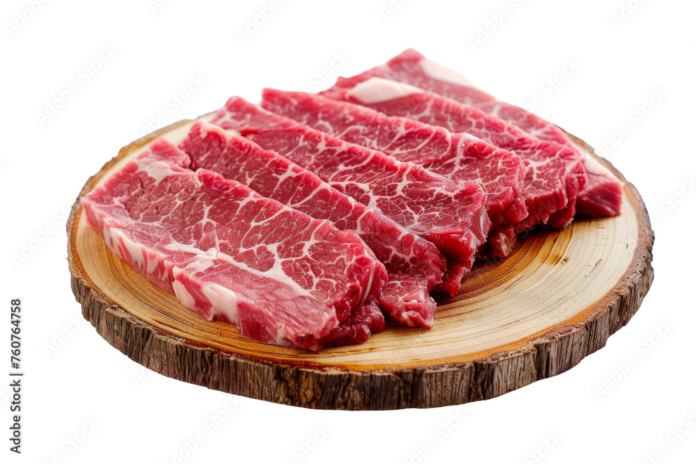 Fresh Raw Red Beef Meat Slices Isolated on Transparent or White Background Fresh Raw Red Beef Meat Slices Isolated on Transparent or White Background