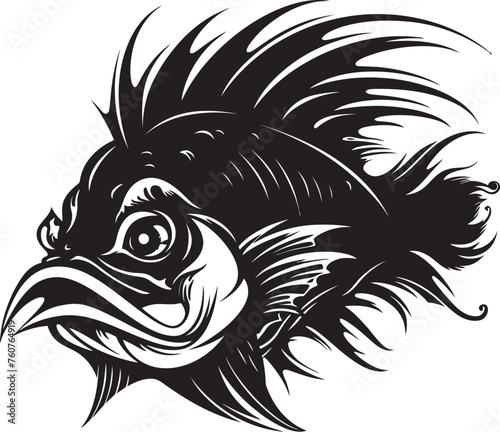 Malevolent Motion Angular Creature Fish Emblem with Diabolical Touch Abyssal Abomination Sinister Angular Fish Vector Icon