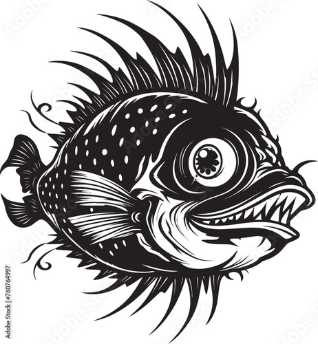 Ghastly Guardian Sinister Fish Logo Art Twisted Terror Angular Fish Vector Illustration