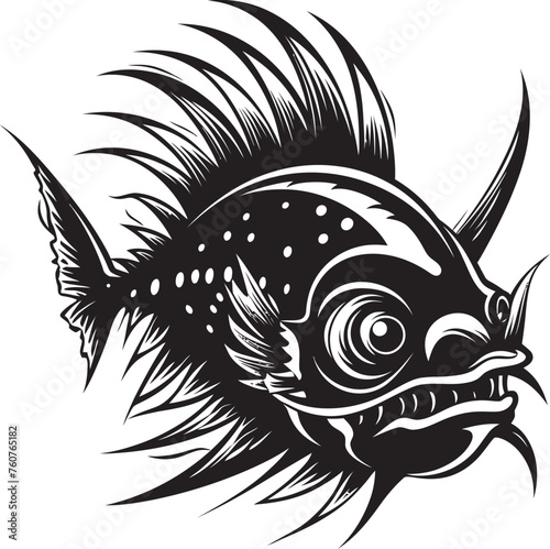 Twisted Tempest Sinuous Creature Logo Symbol Abyssal Agent Evil Fish Vector Concept