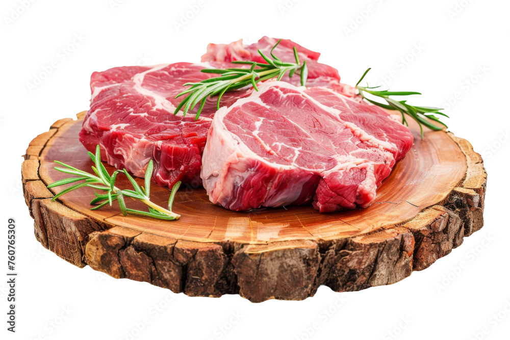 Fresh Raw Red Beef Meat Slices Isolated on Transparent or White Background