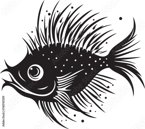 Diabolic Denizen Sinuous Fish Vector Concept Abyssal Assassin Angular Angler Symbol