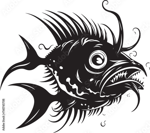Shadowy Sovereign Evil Angular Creature Symbolism Sinister Stalker Angular Fish Logo Design