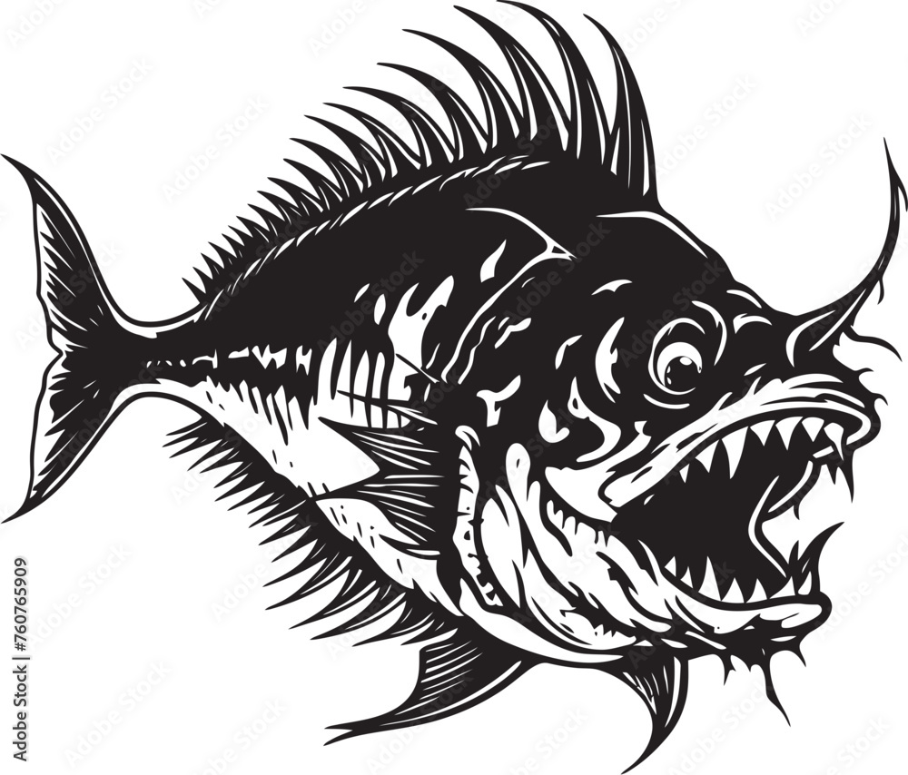 Sinuous Serpent Angular Creature Fish Iconic Symbol Malicious Mariner Evil Angler Fish Vector Emblem Sinuous Serpent Angular Creature Fish Iconic Symbol Malicious Mariner Evil Angler Fish Vector Emblem