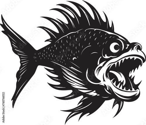 Devilish Dive Evil Angler Fish Vector Iconography Maleficent Menace Angular Creature Fish Logo with Evil Impression