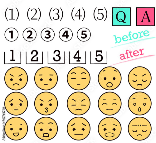 数字と表情アイコン バリエーション