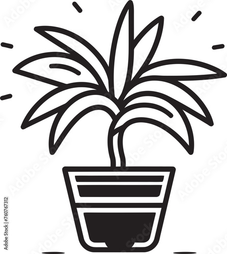 Eden Essence Wide Leaves Icon Design Paradise Palms Tropical Plant Pot Emblem