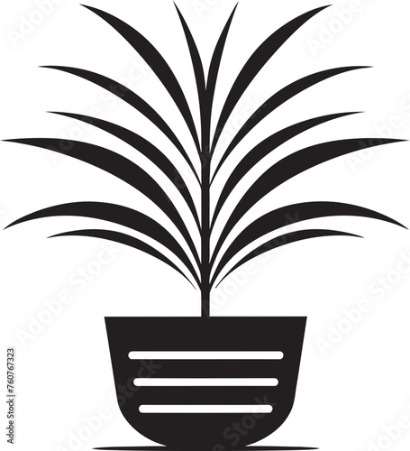 Paradise Palms Tropical Plant Pot Emblem Jungle Gem Exotic Pot Vector Art