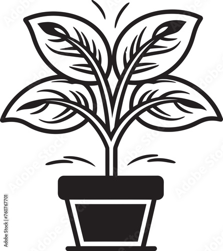 Tropical Treasure Plant Pot Vector Symbol Eden Essence Exotic Foliage Emblem Concept