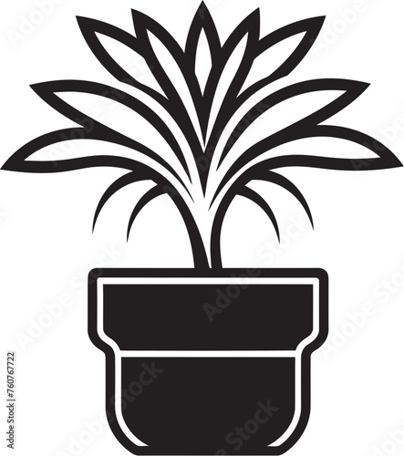 Jungle Serenity Wide Leaves Logo Art Tropical Treasure Trove Plant Pot Vector Illustration