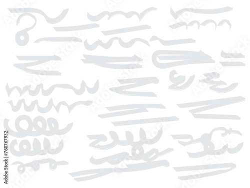 Underline brushstock set defarent doodle line black pincel hand drawn divider collection.