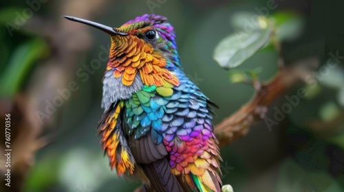 rainbow beard hummingbird generative ai © Francheska