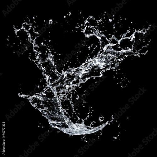 water splashes in the air isolated on black background