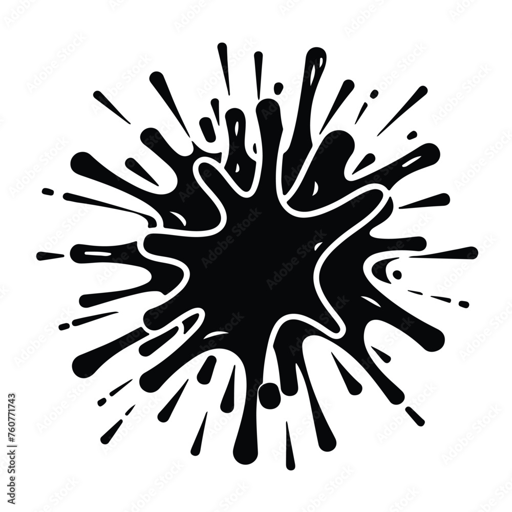 Black paint splashes design with white background Art & Illustration