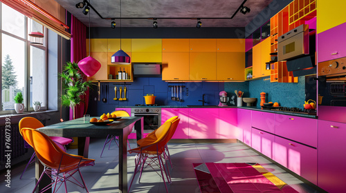 Décoration intérieure multicolore des pièces  d'une maison ou d'un appartement