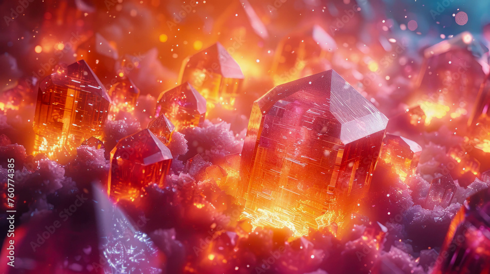 Magic crystal background abstract red glowing crystals with bokeh defocused lights Magic crystal background abstract red glowing crystals with bokeh defocused lights