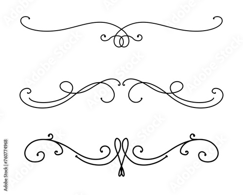 fancy design element pattern, paragraph underline divider vector set, wedding border or header doodle in fancy Victorian pattern.  photo