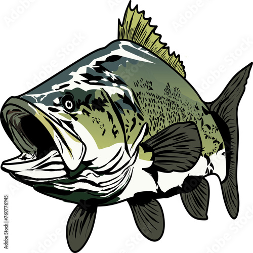 Largemouth bass icon vector for fishing icon logo, isolated transparent