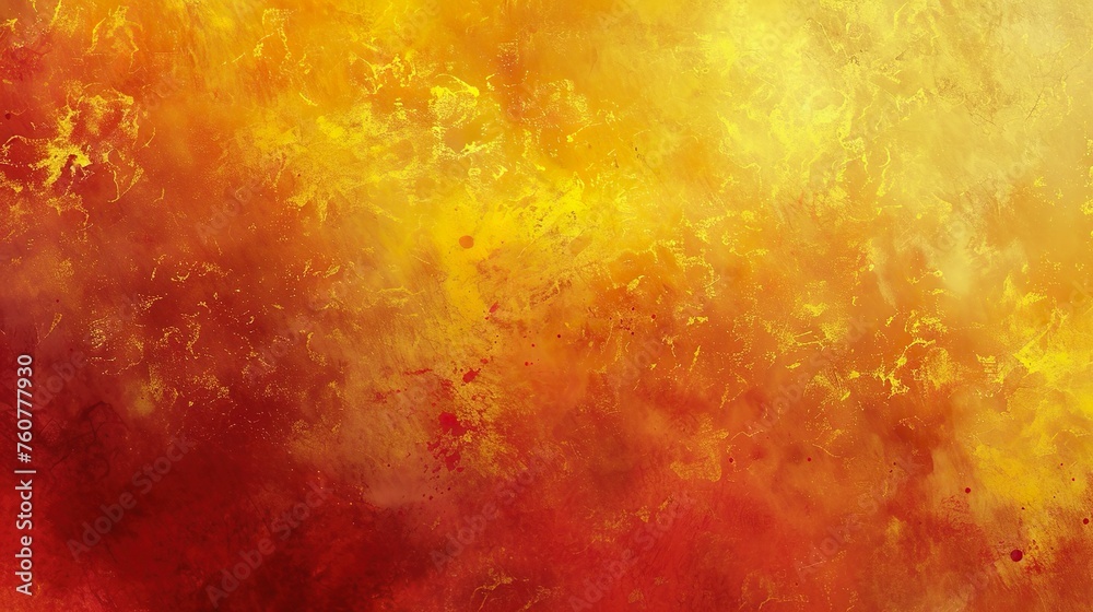 Yellow burnt orange red fiery golden brown black abstract background for design. Color gradient. Rough, grain, noise.