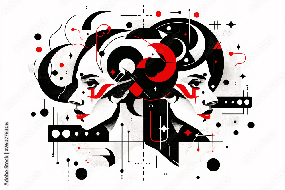 Obraz premium Zodiac sign Gemini in constructivist style