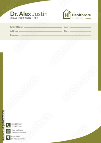 Modern medical healthcare prescription template for empty doctor letterhead pad vector