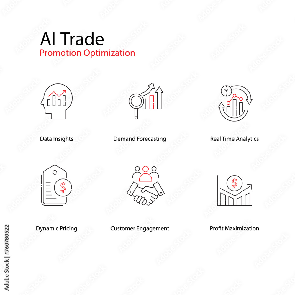 Trade Promotion AI Vector Icons Maximizing Marketing Impact