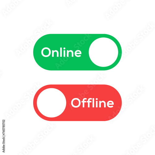 Online offline switch icon vector. On off slider concept. Online and offline button sign.