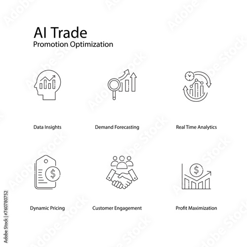 AI Trade Promotion Optimization Vector Icons Boosting Sales Strategies