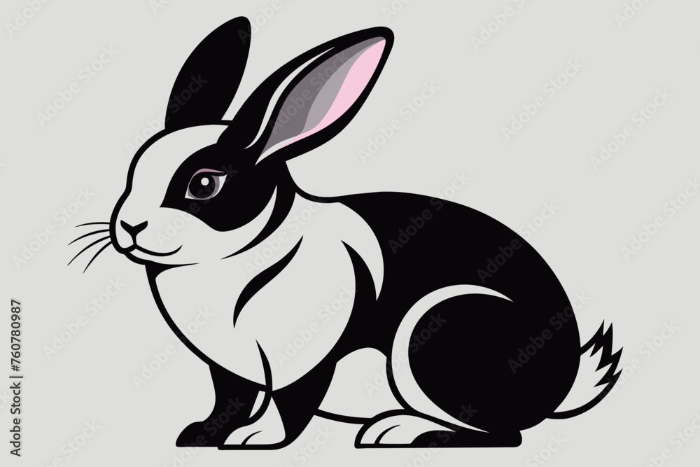rabbit, black and white art, simple art rabbit, black and white art, simple art
