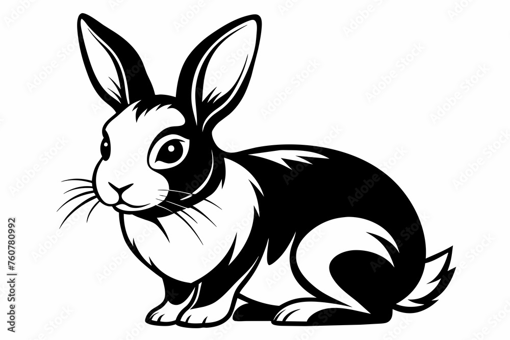 Fototapeta premium rabbit, black and white art, simple art
