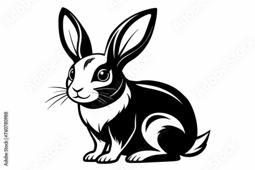 rabbit, black and white art, simple art