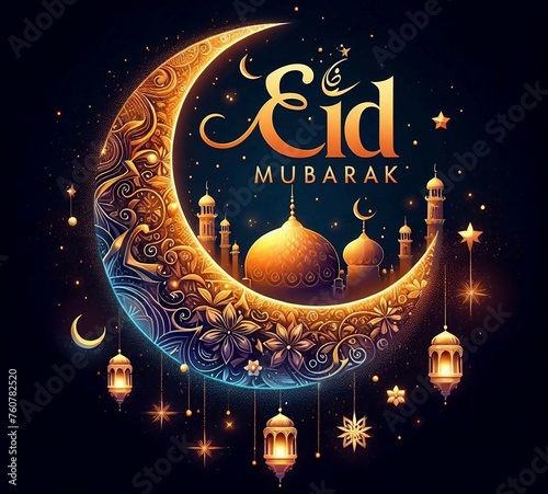Eid celebration image with eid mubarak.