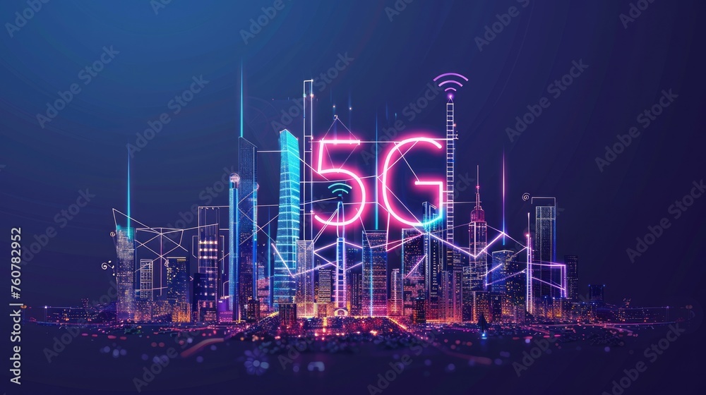 a smart city interconnected by the latest 5G