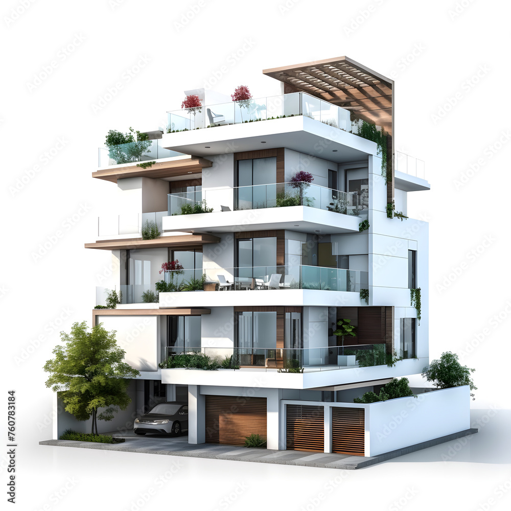 Elegant Isolation Architectural Model house Standing Alone