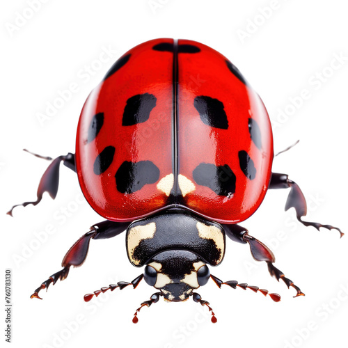 Red ladybug on white background,png