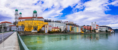travel and landmarks of Germany - beautiful town Passau in Bavaria located in three rivers photo