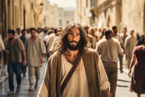 Fototapeta Jesus in Jerusalem. An ancient city. Bible Story