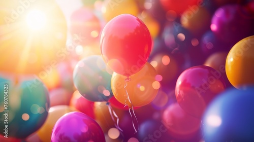Colorful balloons background. Holiday concept. Bokeh effect