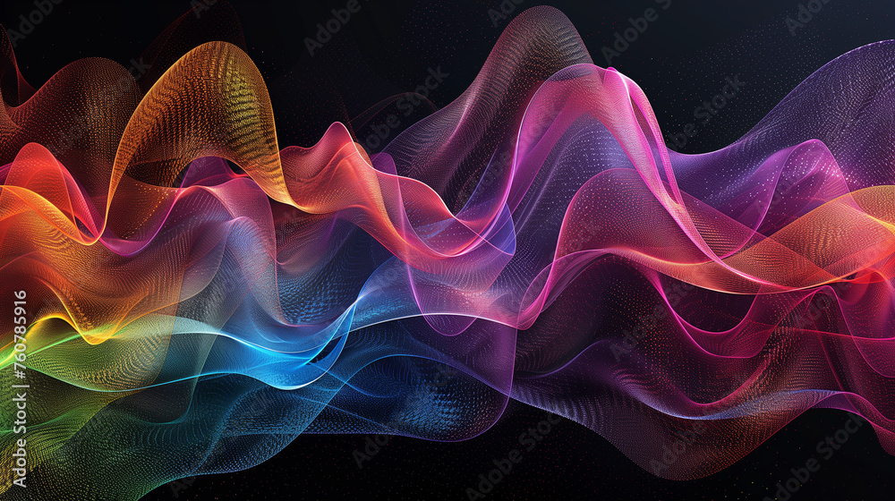 Colors flowing across a black background, wave like. Colors flowing across a black background, wave like.