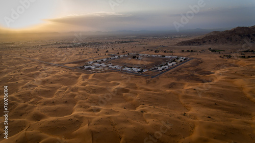 Desert landscape of. Dubai at sunset time