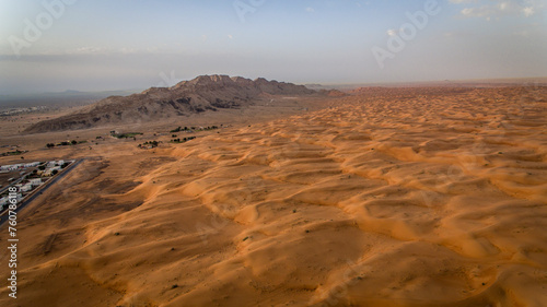 Desert landscape of. Dubai at sunset time