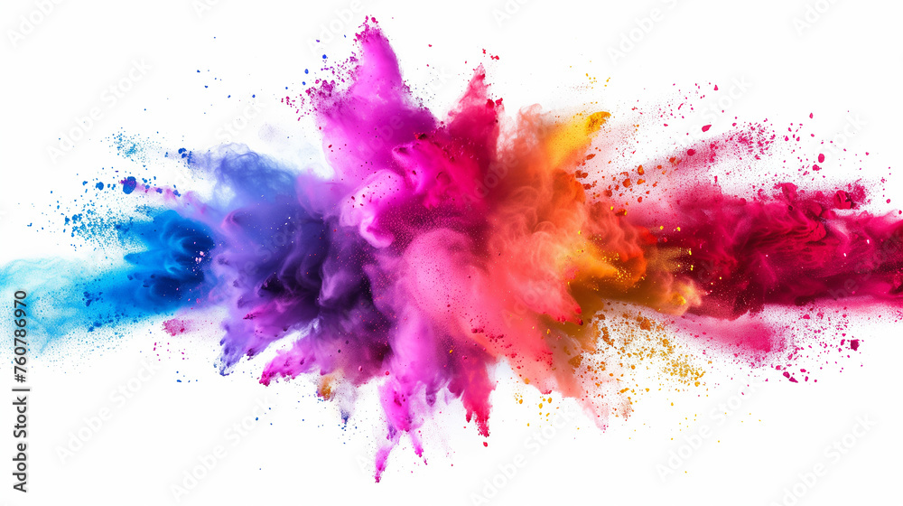 A dynamic burst of powdered pigment on white background. A dynamic burst of powdered pigment on white background.