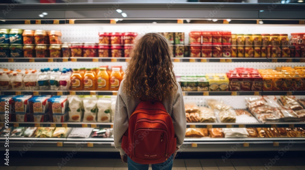 A Customer Contemplating a Variety of Freshly Prepared Foods Displayed in a Deli Counter