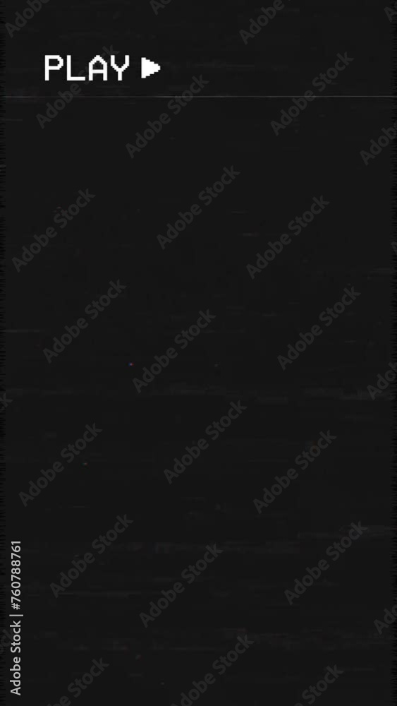Old VHS Tape Display PLAY Analog TV - Retro Vintage Abstract Noise Background Loop - Vertical Video