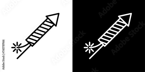 Firecracker Safety Icon. Symbol for Fireworks Display. Celebration Rocket Warning Sign photo